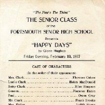 Portsmouth High School class of 1937 presents "Happy Days"